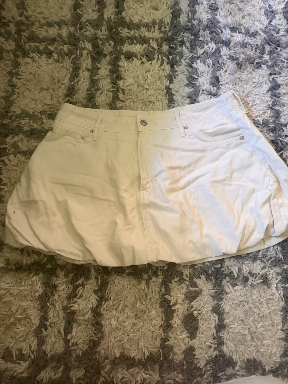 American Eagle Denim Cream Bubble Mini Skort